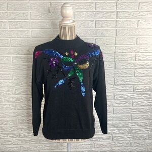 Vintage Mister Noah Black Sequined Beaded Sweater